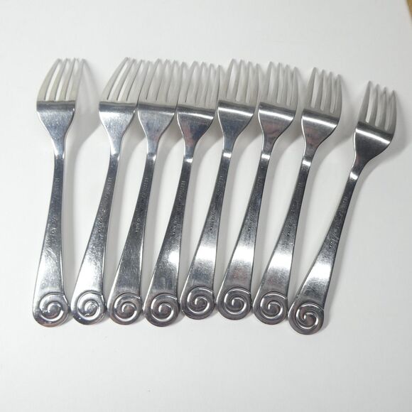 Robert Welch Ammonite 8 Salad Forks Stainless Flatware Helmick Korea 18/10 - Picture 8 of 9